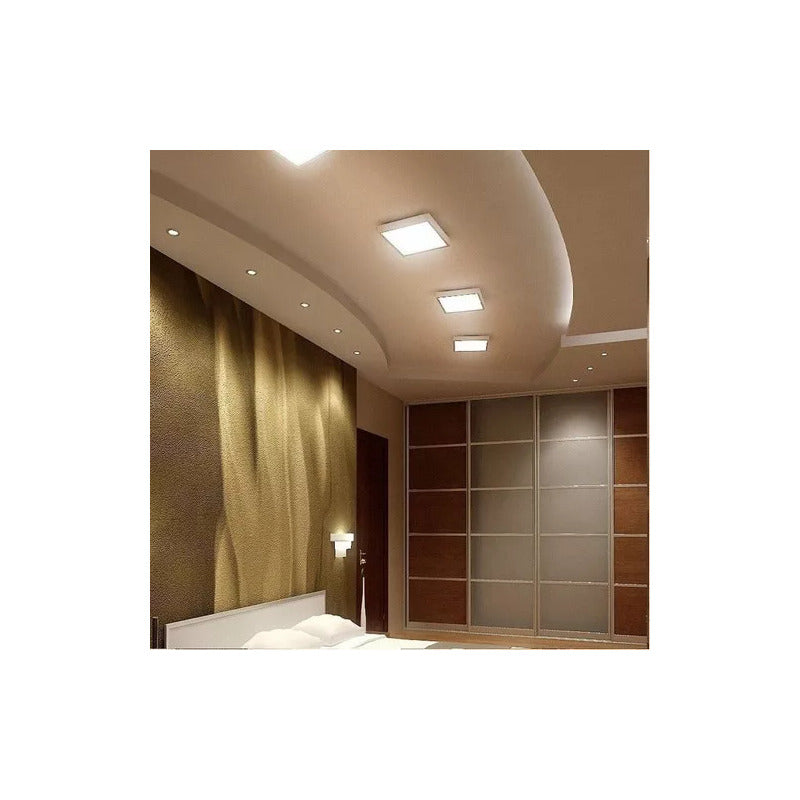 Foco Panel Led 12w Plafón 17cm Marco Blanco