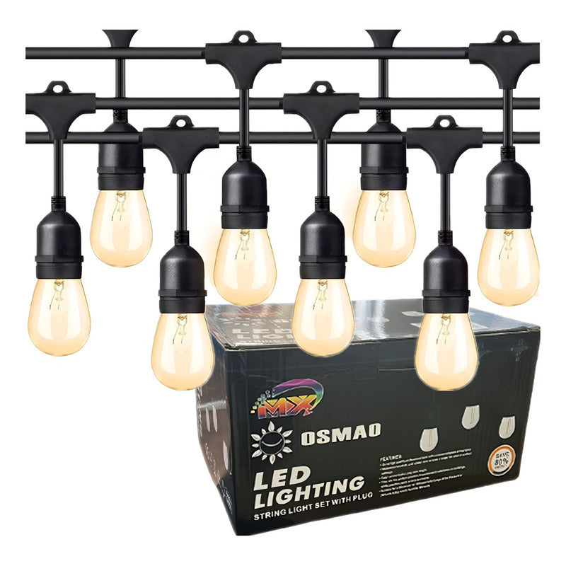 Soquete Guirnalda Terraza Patio Ampolletas Incl Luces Cálida