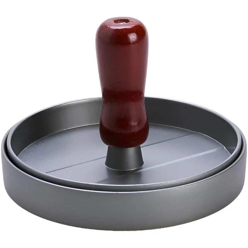Prensa Para Hamburguesas Molde Antiadherente Asado Parrilla Color Plateado Aluminio