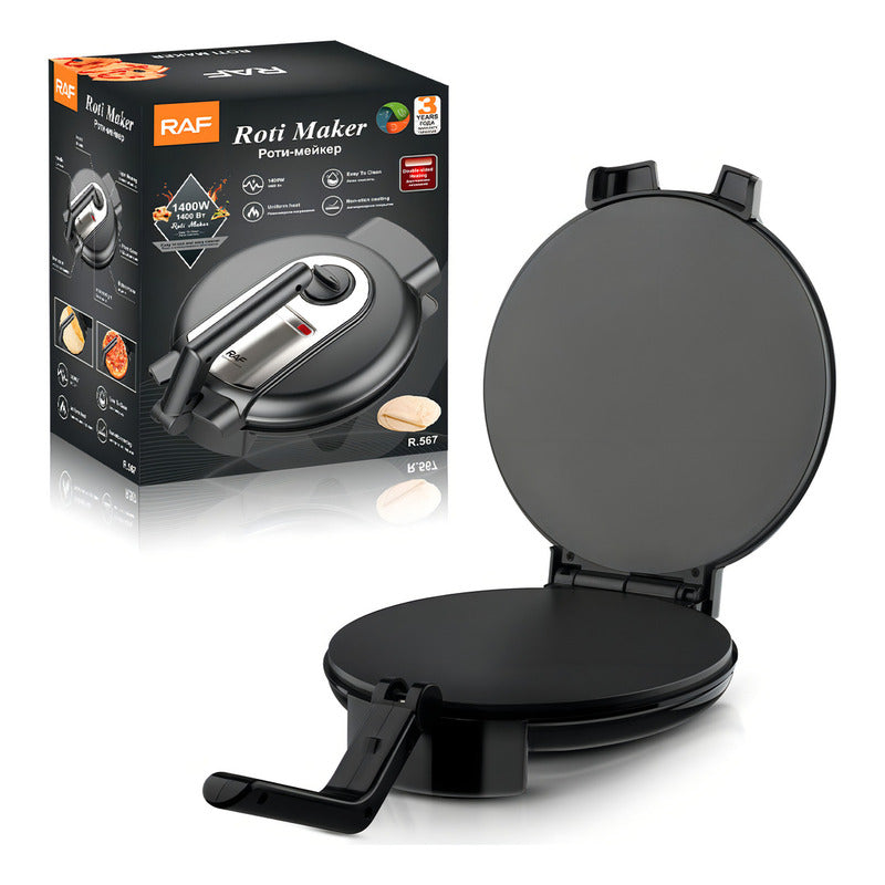 Máquina Para Hacer Panqueques Tortillas Raf 1400w Superficie Antiadherente Multiuso Color Negro Ideal Para Desayunos Rápidos Cocina Hogar Compacta Práctica Calentamiento Uniforme Fácil Limpieza