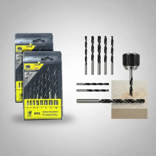 Pack X2 Brocas Para Madera 8pzs Taladro Carpinteria Mdf