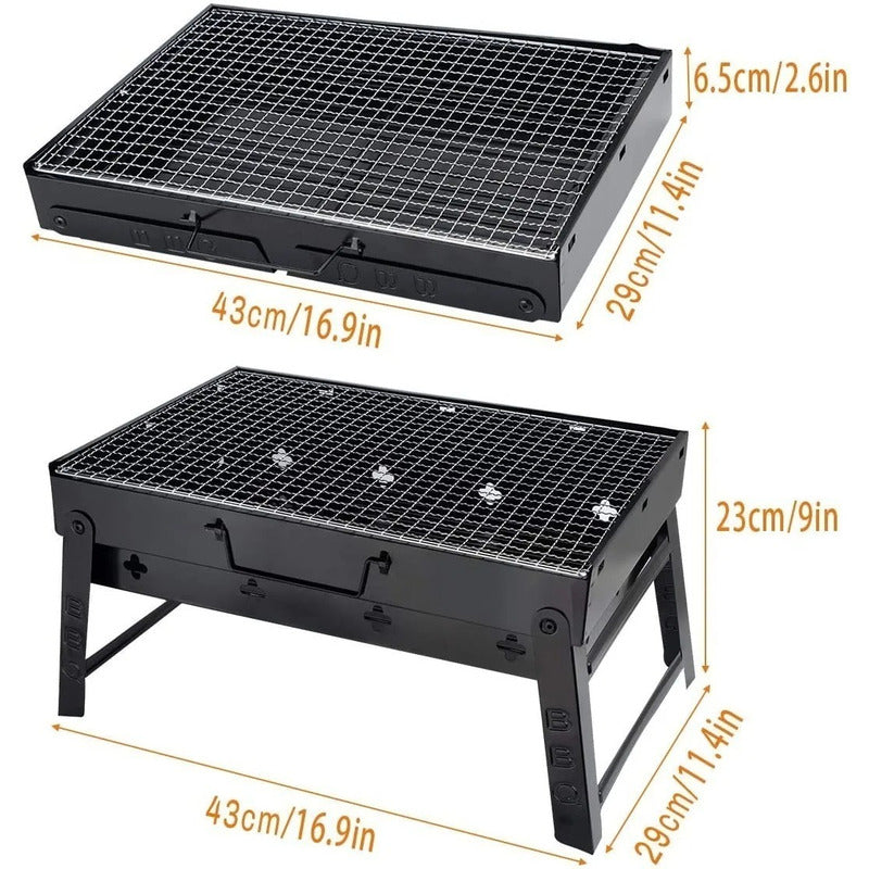 Parrillera Barbacoa Portatil Asado Grill Plegable 43x30 Cm Negro