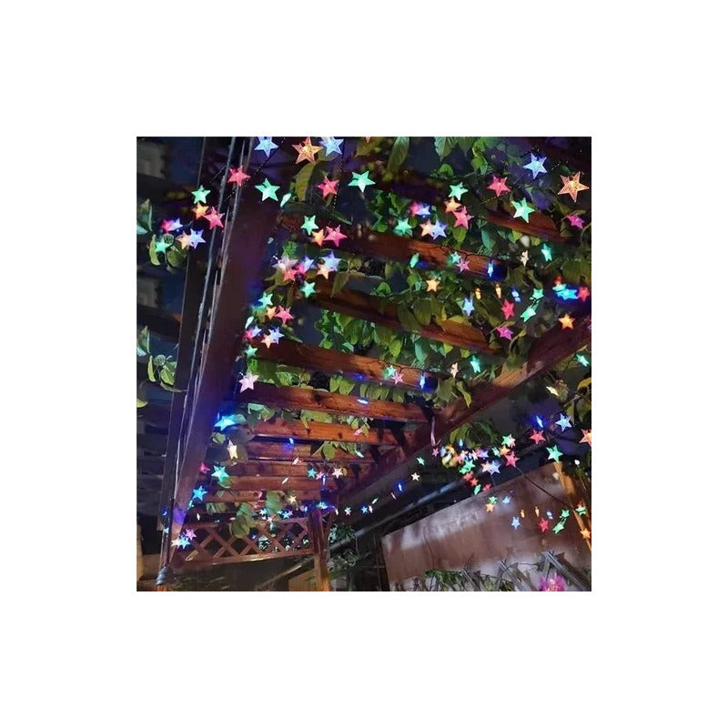 Estrellas Multicolor Led Guirnalda De Navidad Lineal Solar