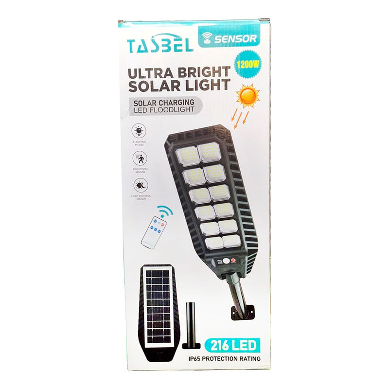 Foco Solar 1200w + Sensor + Soporte + Control Remoto