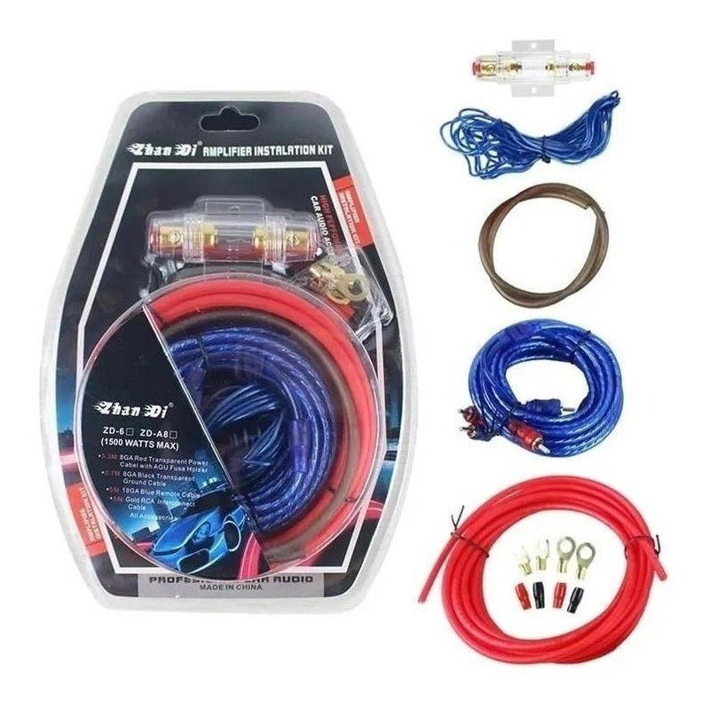 Kit Cables Para Amplificador Betensh 1500 Watts Subwoofer Rca Rojo/azul