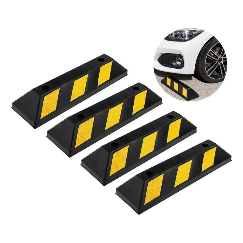 Pack X4 Tope De Estacionamiento Negro Amarillo Parking Negro