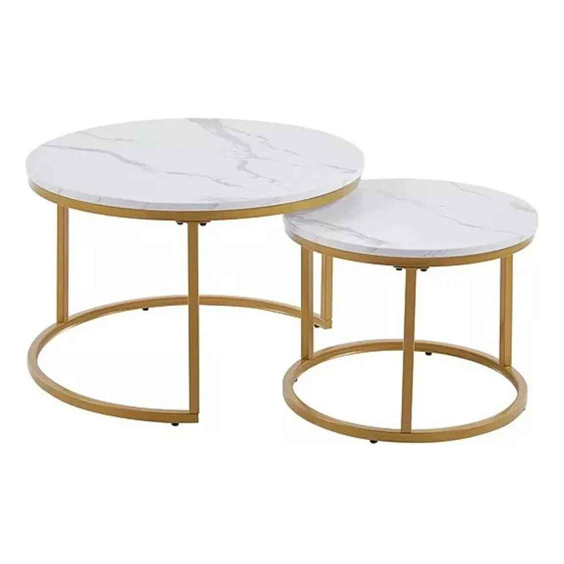 Mesa Doble De Centro Melamina Grande 70x50cm Pequeña 34x40cm Blanco