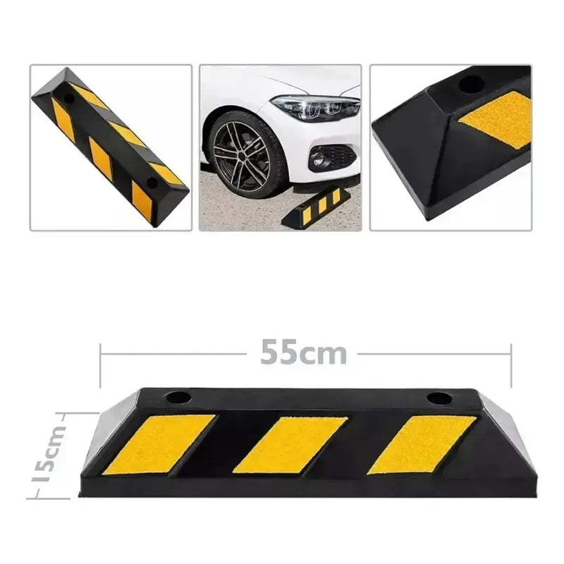 Pack X4 Tope De Estacionamiento Negro Amarillo Parking Negro