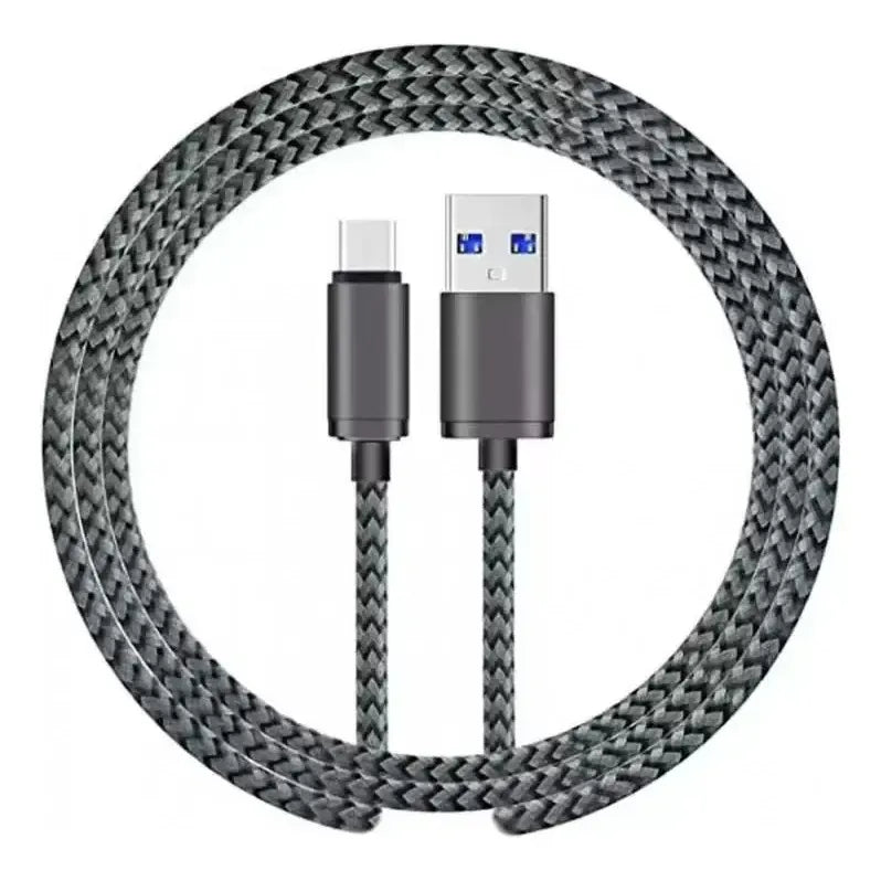 Cable Usb-c De 3 Mts Largo Reforzado Carga Rapida Negro