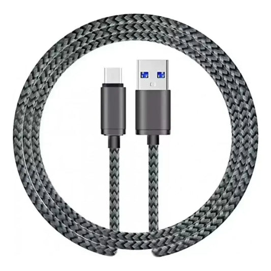 Cable Usb-c De 3 Mts Largo Reforzado Carga Rapida Negro