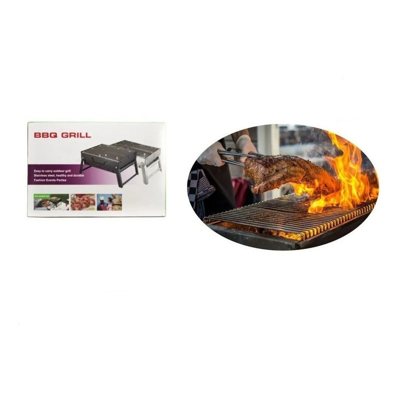 Parrillera Barbacoa Portatil Asado Grill Plegable 43x30 Cm Negro