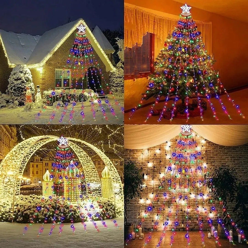Luces Navidad Guirnalda + Control Cascada Arbol Luz 300 Led