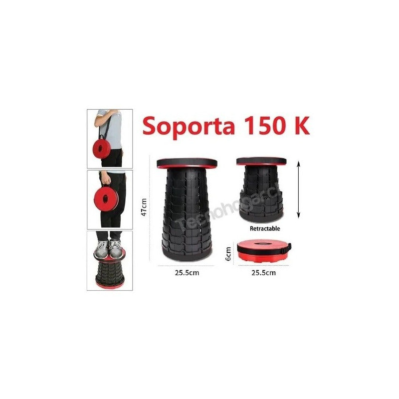 Taburete Plegable Silla Telescopica Silla Portatil Retraible Rojo
