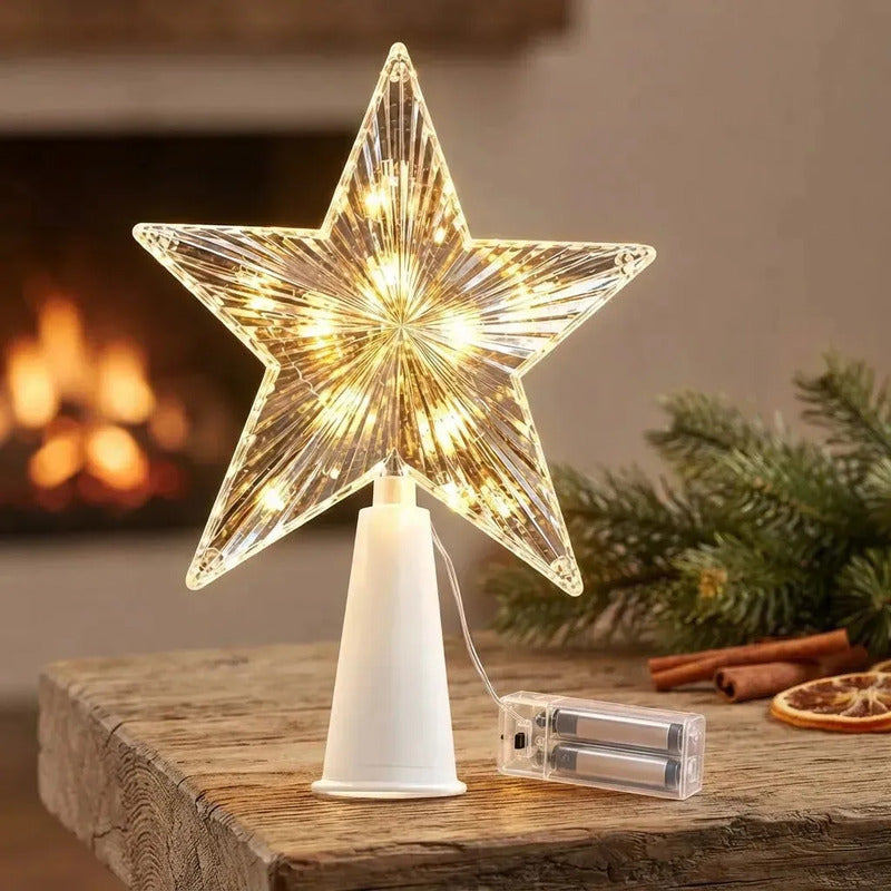 Estrella Navidad Led Calida 19cm Punta Arbol Decorativa