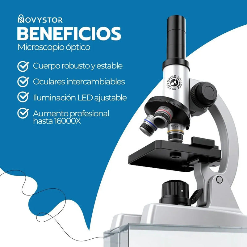 Microscopio Profesional 16000x Con Accesorios Un Lente Blanco