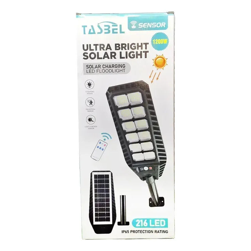 Foco Solar 1000w Con Sensor Y Control Remoto Poste Plástico Gris Oscuro Blanco Frío