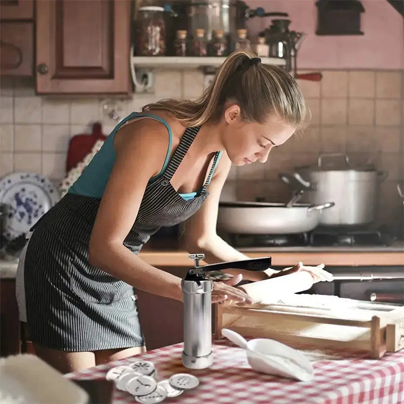 Máquina Manual Para Galletas Con Moldes Intercambiables Plateado