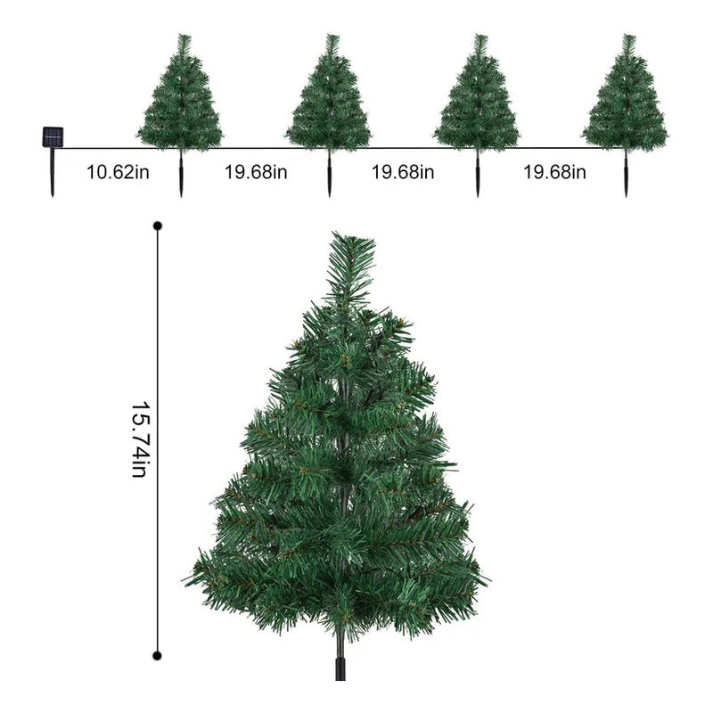Pack X2 Estaca Solar Arbol De Navidad Con Luces Calidas Amarillo
