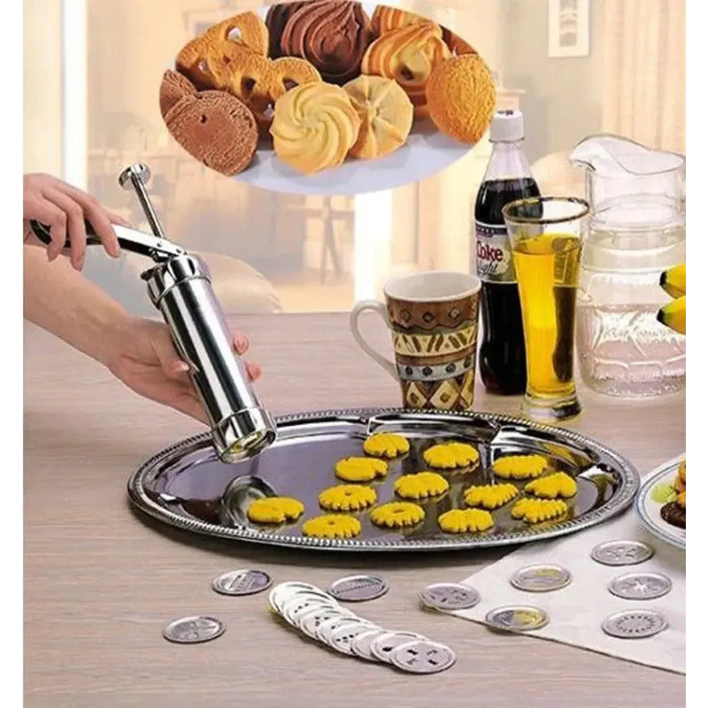 Máquina Manual Para Galletas Con Moldes Intercambiables Plateado