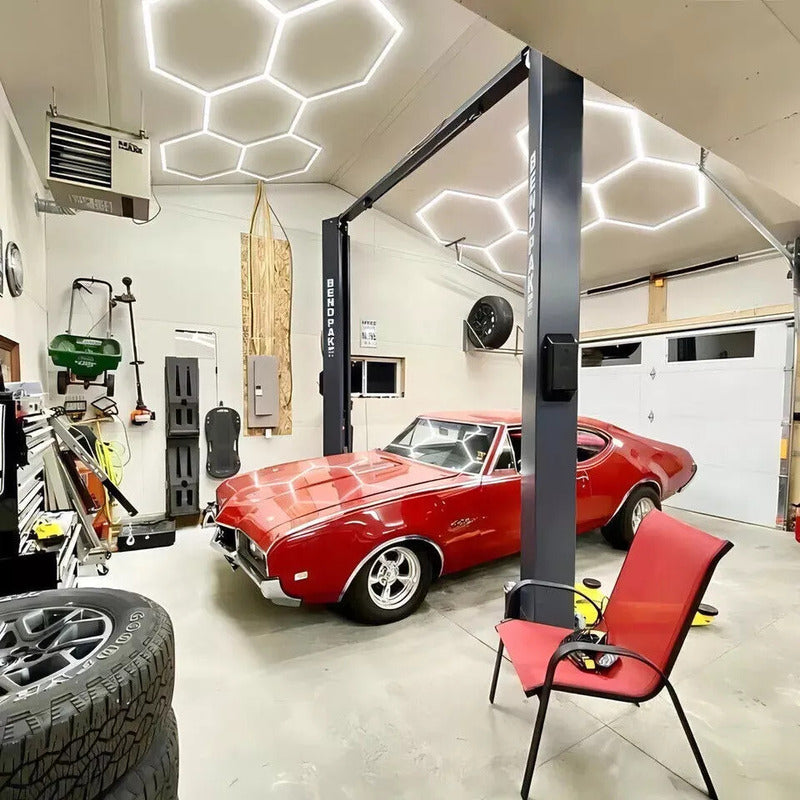 Luz De Techo Para Talleres Detailing Barbería Led Hexagono Blanco