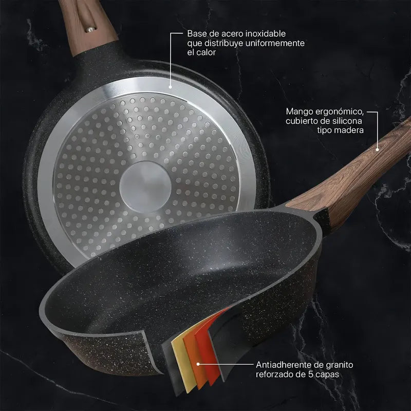 Sartén Wok De Cerámica Hyllis Antiadherente Para Inducción 26 Cm Negro