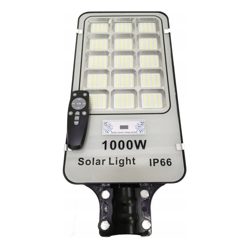 Pack X2 Foco Solar 1000watt Alumbrado Exterior Poste 420led Negro Fría