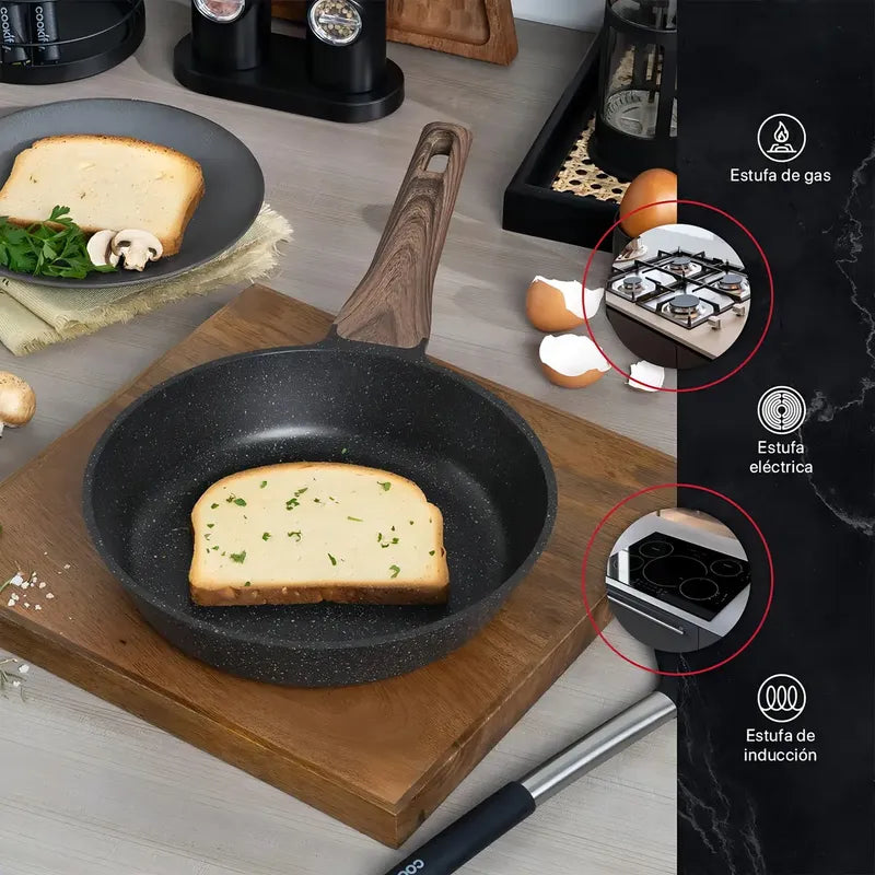 Sartén Wok De Cerámica Hyllis Antiadherente Para Inducción 26 Cm Negro