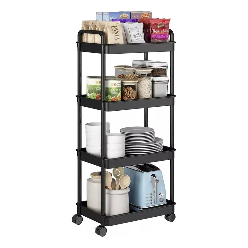 Estante Carrito Organizador Multiuso 4 Niveles Cocina Baño Negro