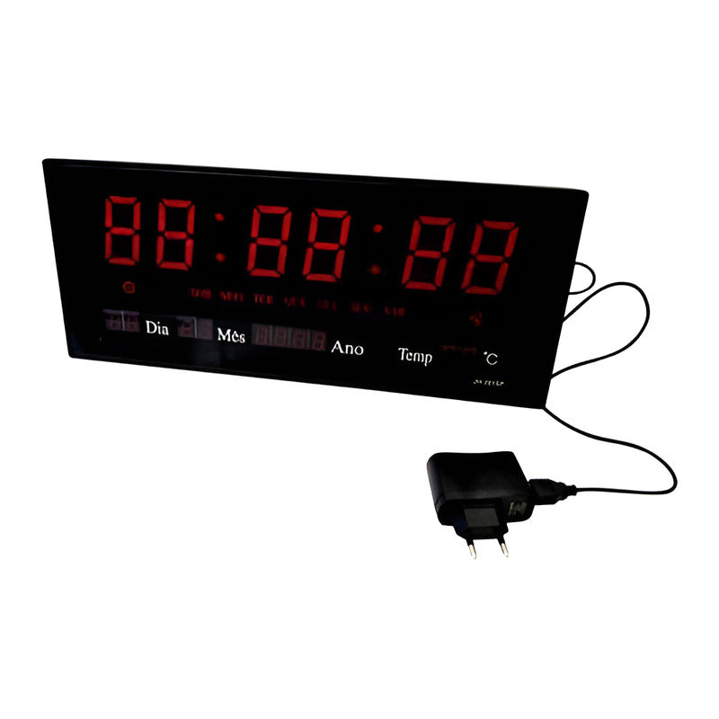 Reloj Digital Pared Led Fecha Temperatura + 35x15 Estructura Negro
