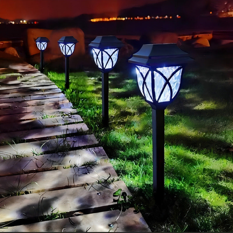 Farol Solar Negro 6 Luces Frías Exterior Jardín Inalámbrico Tecnohogar