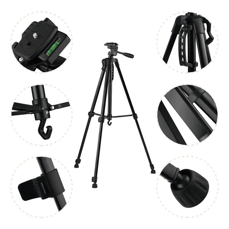 Tripode Para Camara Profesional 3366 Nivel Angulo Manivela Color Negro
