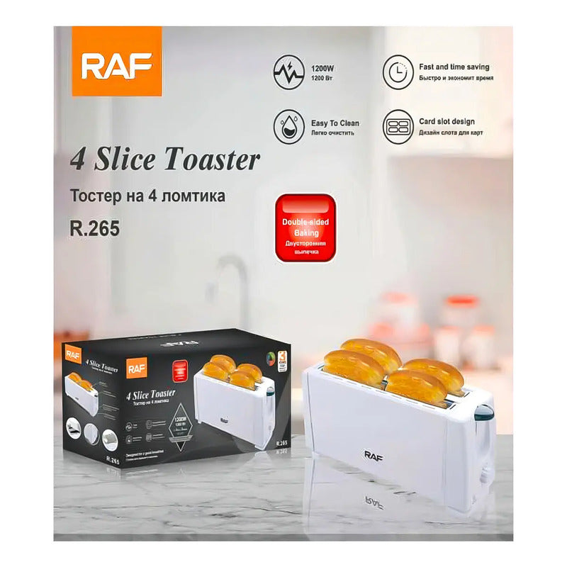 Tostadora Automática Raf 4 Panes 1200w R.265 Blanca Blanco