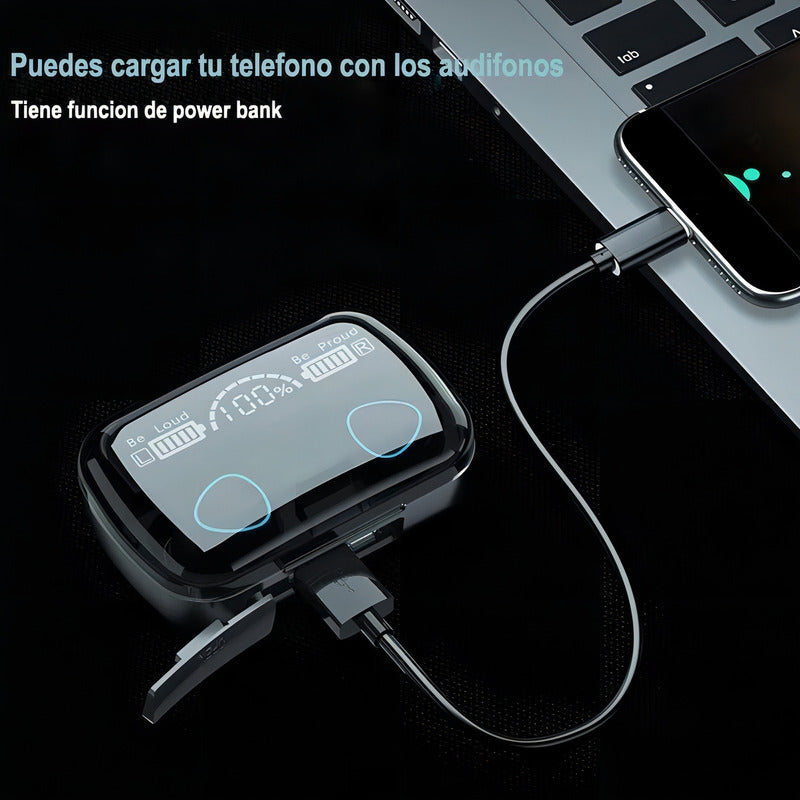 Audífonos Inalámbricos Bluetooth V5.1 M10 Powerbank 2000 Color Negro