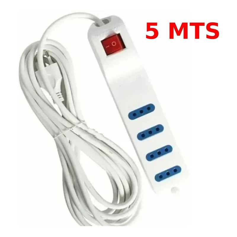 Alargador 5 Metros Zapatilla Eléctrica Extensión Blanco