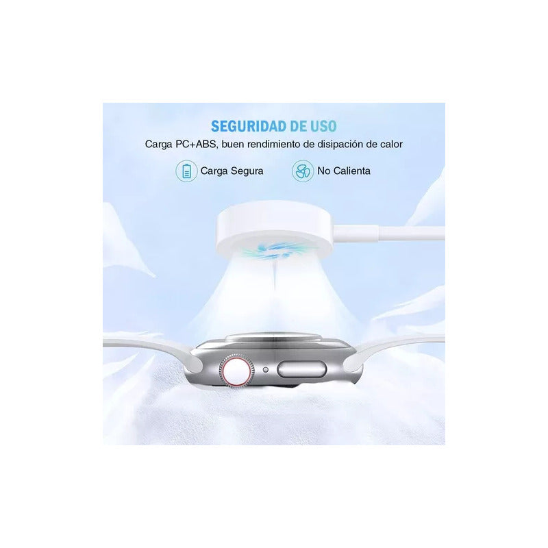 Cable Magnético Compatible Apple Watch 12345678 Se Se2 Ultra Blanco