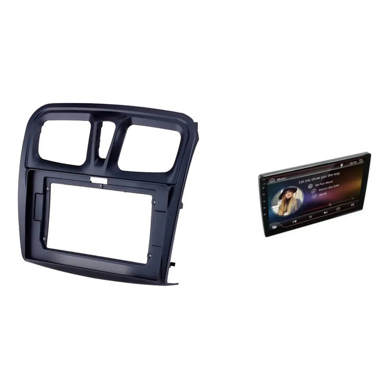 Kit Multimedia: Bisel Adaptador Radio Negro 9'' Renault Symbol Sandero 2014 + Pantalla Táctil 9'' Gps/wifi