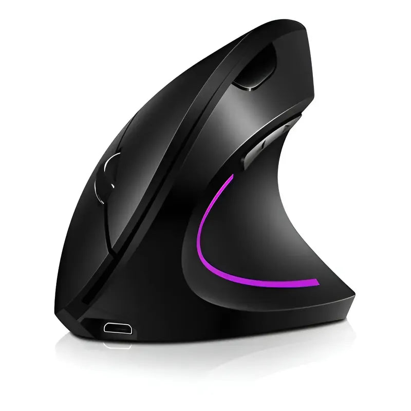 Mouse Vertical Inalámbrico A Pilas Ergonómico Ideal Para Oficina Hogar Diseño Programador Larga Jornada Click Silencioso 2.4g Tecnohogar Negro