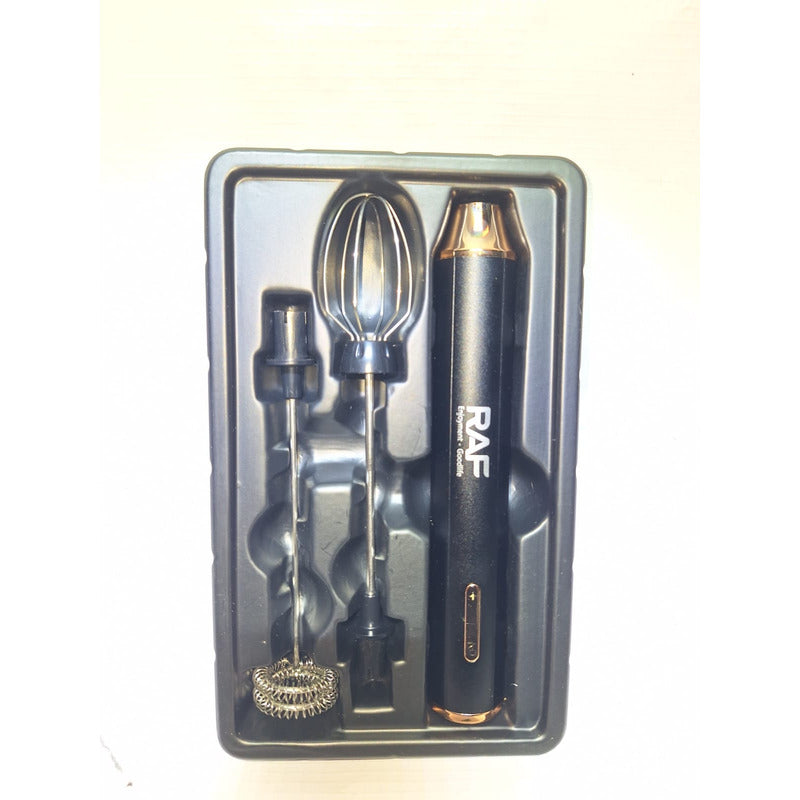 Batidora Electrica Espumador Recargable Raf 10w 2 En 1 Negro