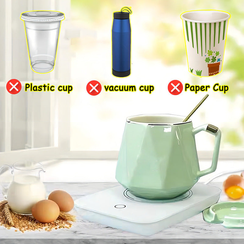 Calentador De Tazas Auronp Eléctrico Vidrio 10cm Control Táctil Negro