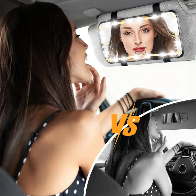 Espejo De Maquillaje Visera De Coche Led  Con 3 Modos De Luz Negro