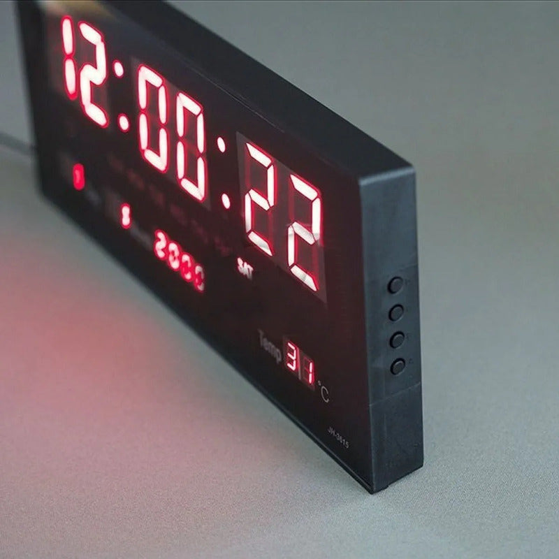 Reloj Digital Led Pared Temperatura En Español Modelo Grande Negro