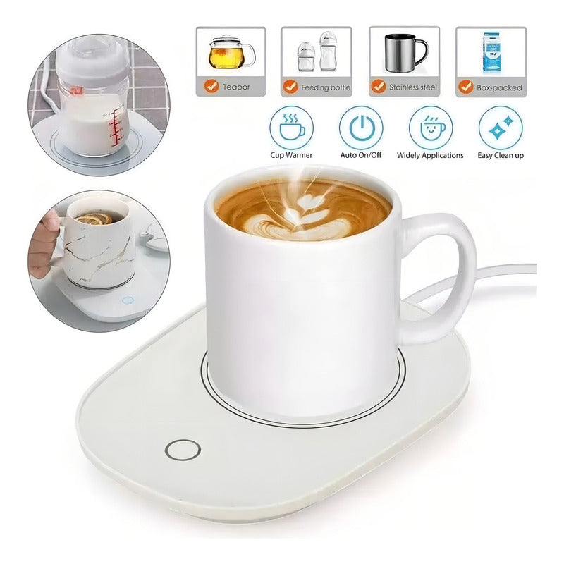 Calentador De Tazas Auronp Eléctrico Vidrio 10cm Control Táctil Negro