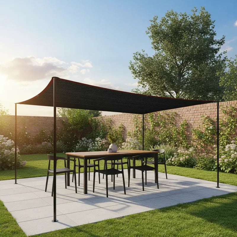 Toldo Vela Negro Rectangular Malla De Sombra Techo Patio Negro