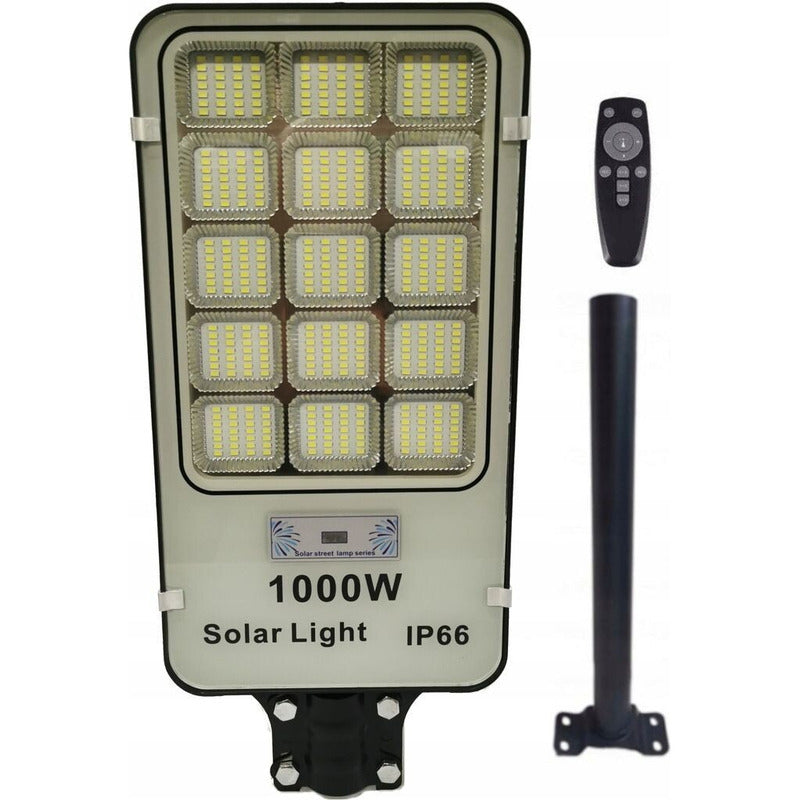 Pack X2 Foco Solar 1000watt Alumbrado Exterior Poste 420led Negro Fría