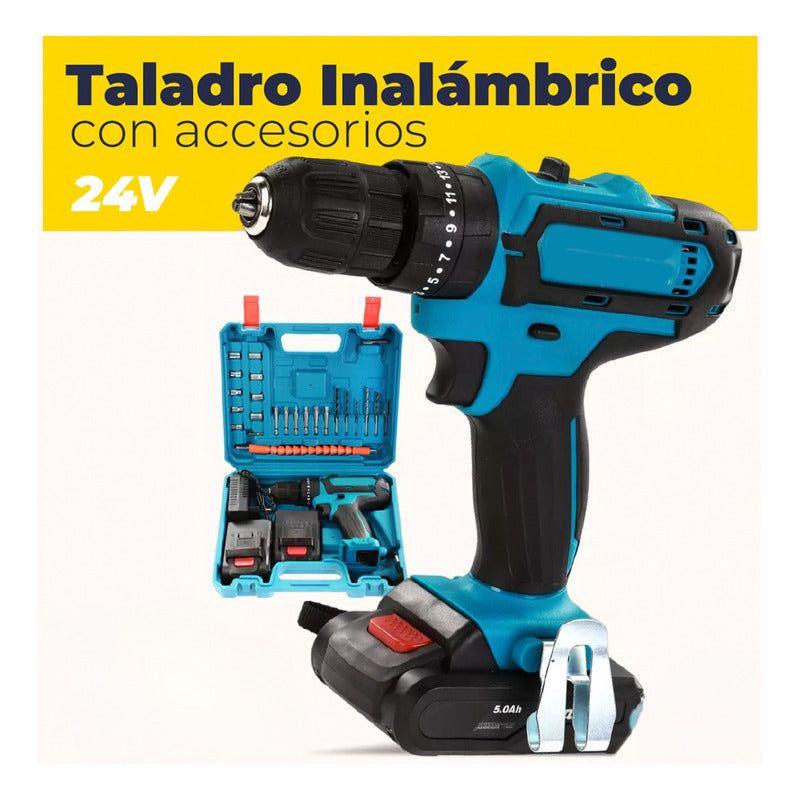 Taladro Inalámbrico Atornillador Portátil Recargable Cargado Azul 50 Hz