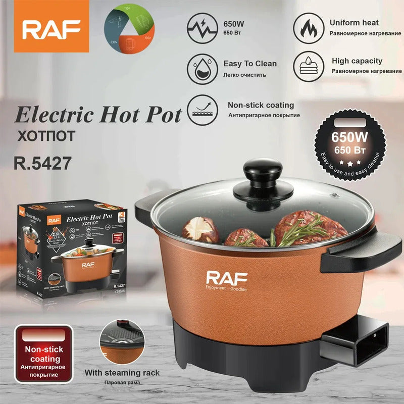 Olla Eléctrica Antiadherente Multifuncion 2.5l Naranja 50/60 Hz
