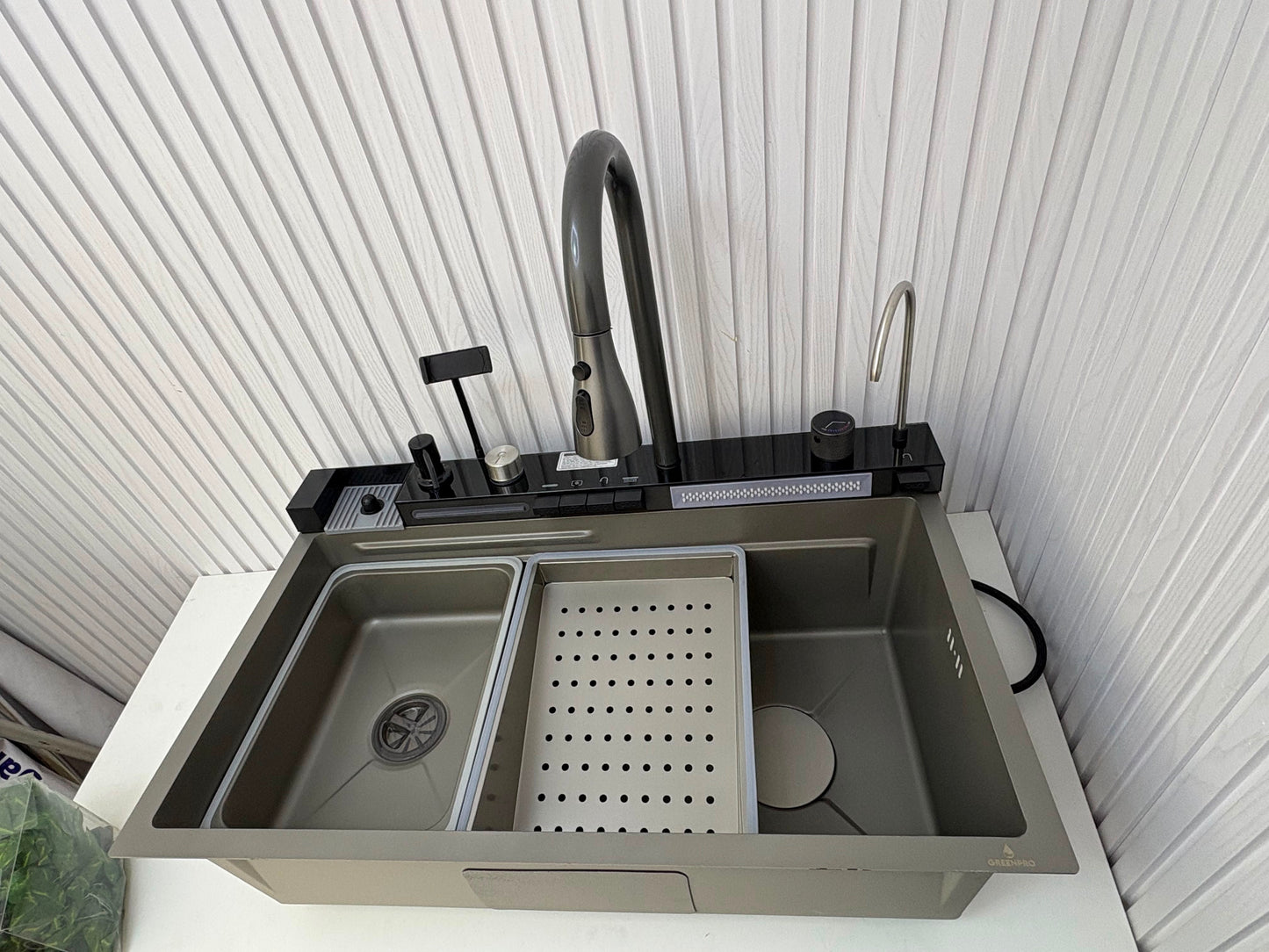 Lavaplatos Fregadero Cocina Digital Led 7 Modos Tecnohogar Gris
